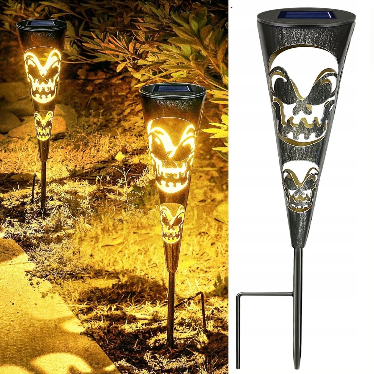 Solárna lampa, čierna, 38,5 cm, 2 ks.